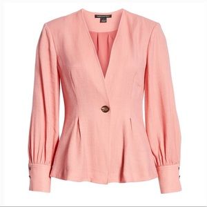 Something Navy Nordstrom pink suit blouse L